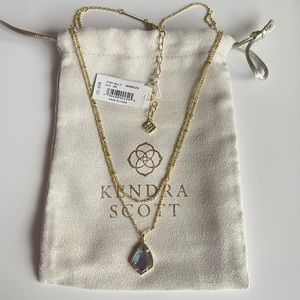 Kendra Scott Cory necklace in gold with dichroic stone.